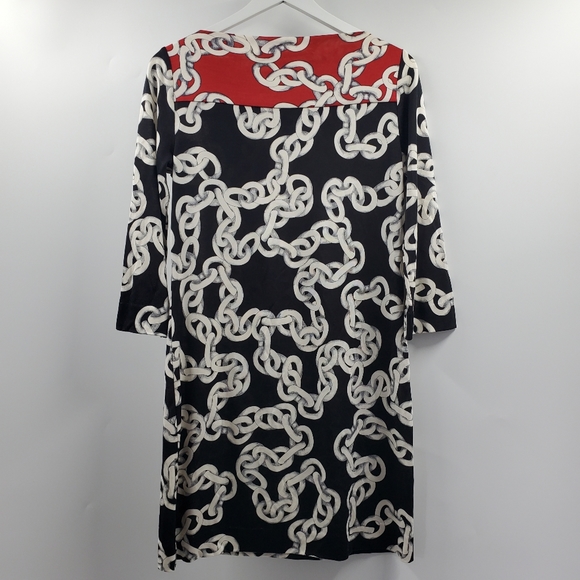Diane Von Furstenberg RURI Chain Print Dress Silk Quarter Sleeves Cocktail Dress - Picture 6 of 10